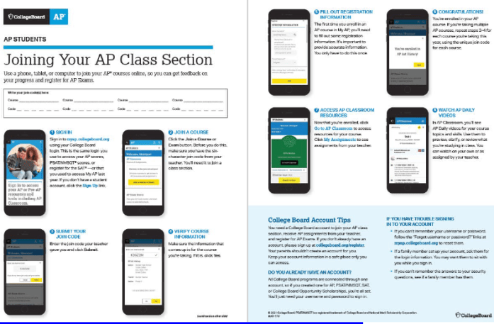 Joining your AP Class Section walkthrough image